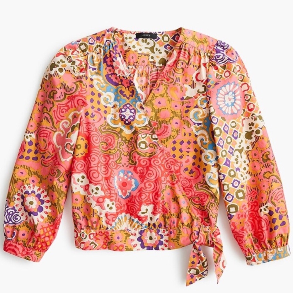 J. Crew Cotton Bohemian Wrap Top In Paisley S